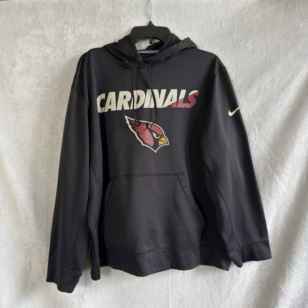 Nike Men's Arizona Cardinals Thermal Fit Performance Pullover Hoodie-Black XL